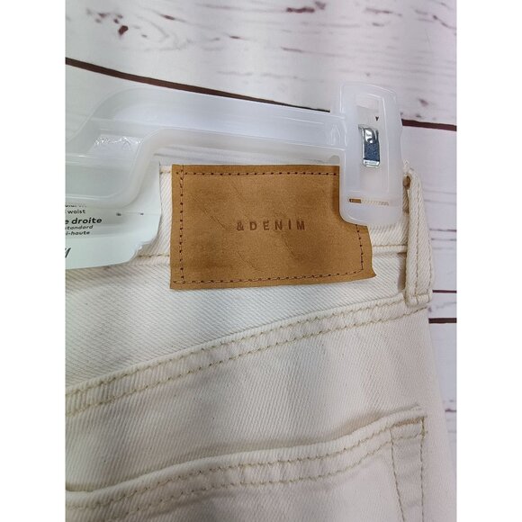 H&M &Denim Coupe Standard Straight Leg Cream White Jeans Mid Waist Size 4 - Picture 5 of 11